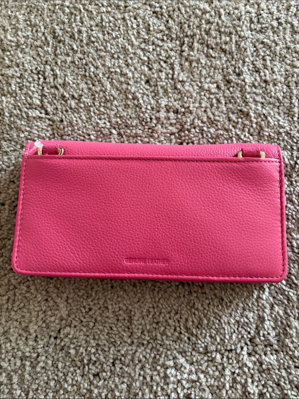 Lodis Hot Pink Genuine Leather Continental Wallet with Gold Button NEW - Picture 4 of 6